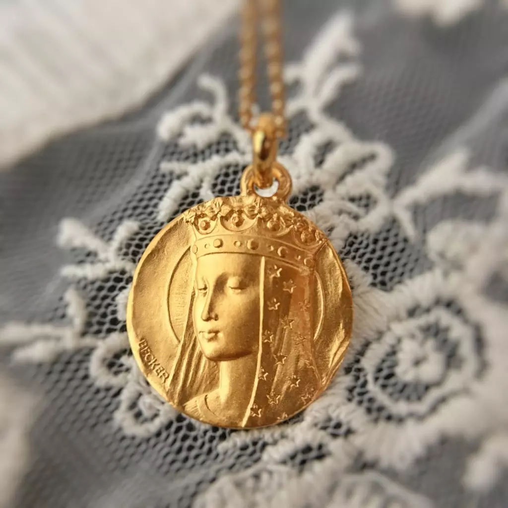 Médaille de la Vierge au voile étoilé. - Médaille Vierge au voile étoilé -  plaqué or