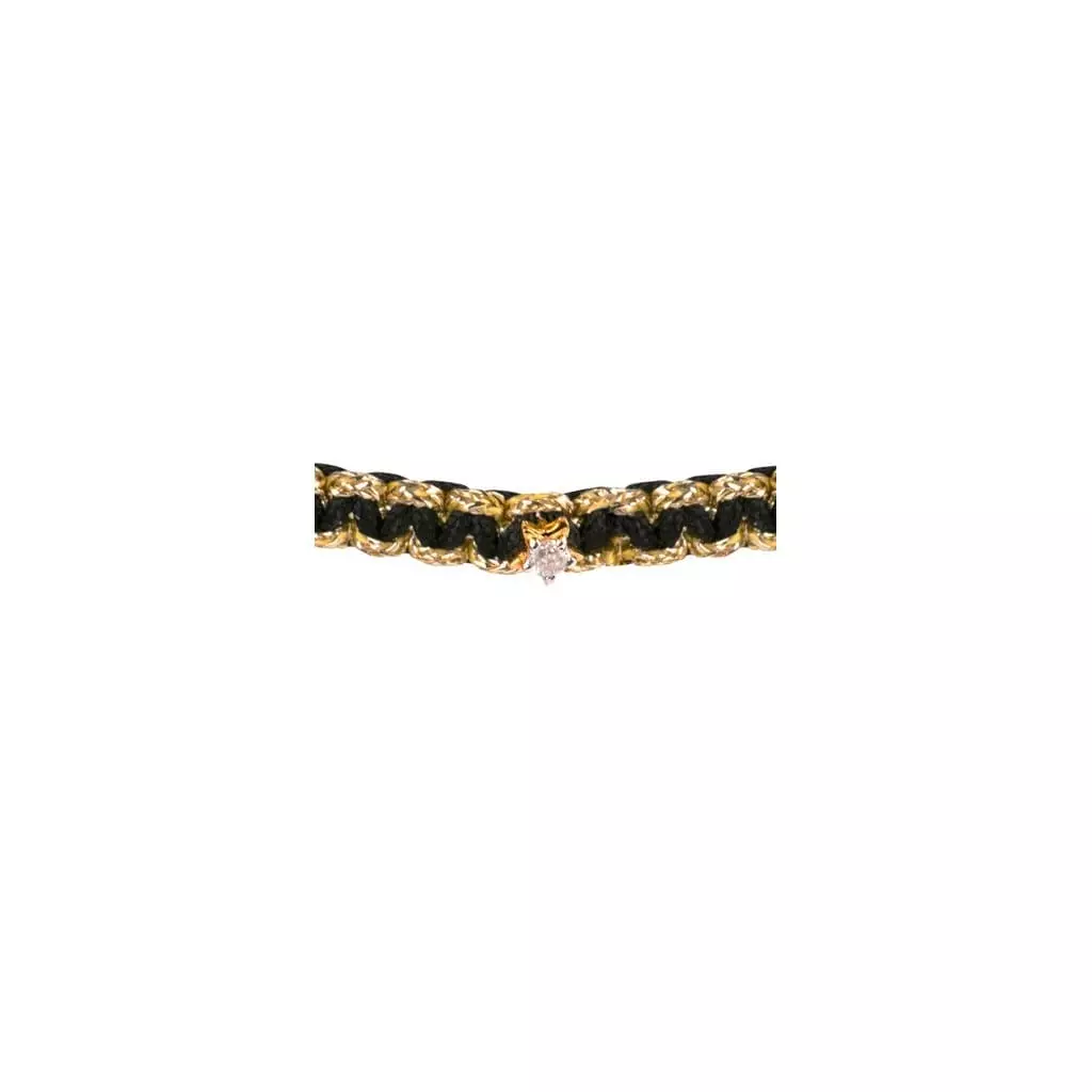 Bracelet Cordon Esperluette Diamant Noir