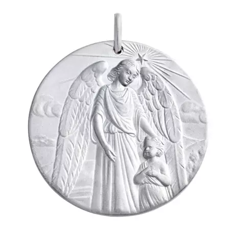 MEDAILLE BERCEAU ANGE GARDIEN RHODIUM