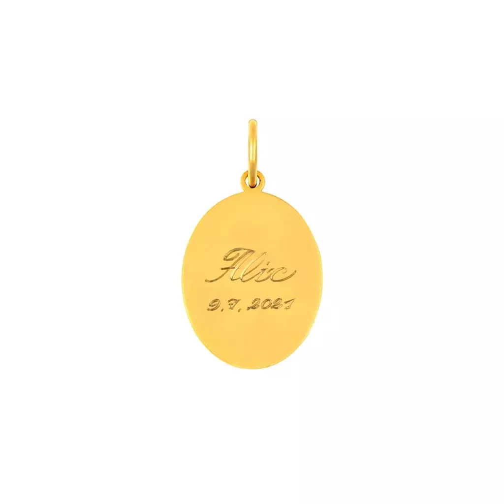 Médaille baptême Saint Esprit en or jaune 18 carats symbole - Laudate