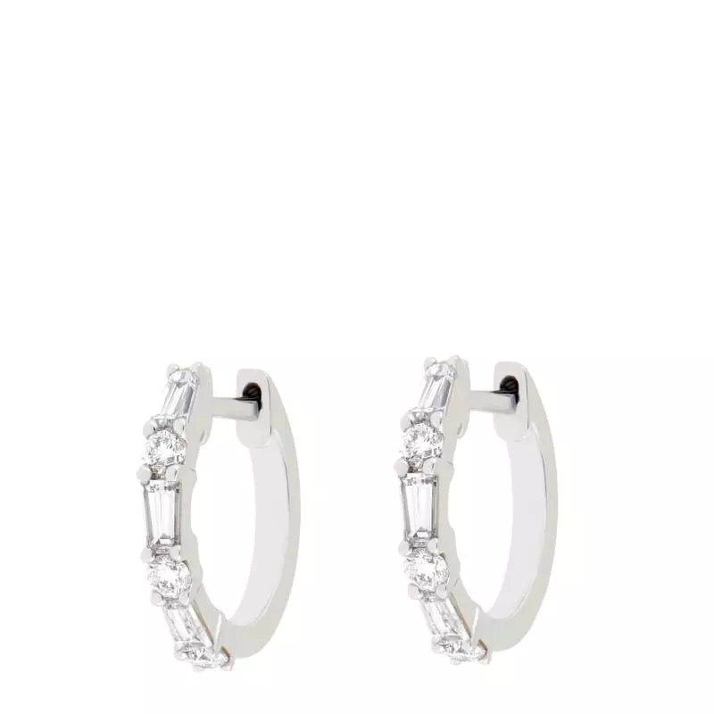 Boucle d'oreille diamants  - Boucles d'oreilles Castille • Diamants baguette or blanc