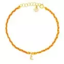 Collection bijoux initiale - Bracelet chaine et cordon orange et jaune • Initiale diamants - 0