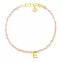 Collection bijoux initiale - Bracelet chaine et cordon rose pale • Initiale or - 0