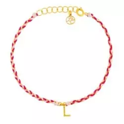 Bracelet rose fushia et pendentif initiale