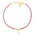 Collection bijoux initiale - Bracelet chaine et cordon rose fuchsia • Initiale or - 0