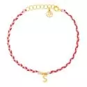 Collection bijoux initiale - Bracelet chaine et cordon rose et fuchsia • Initiale diamants - 0