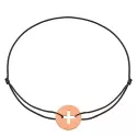 Bracelet sur cordon - Mini rond croix latine or rose - 0