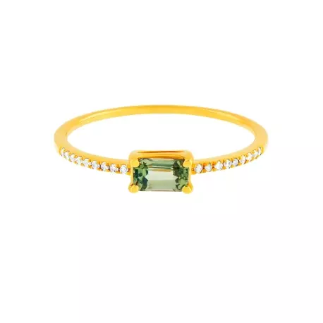 Bague Mathilde • Diamants et saphir vert