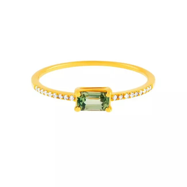 Bague Mathilde • Diamants et saphir vert