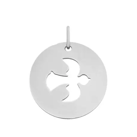 Pendentif Colombe or blanc avec bélière