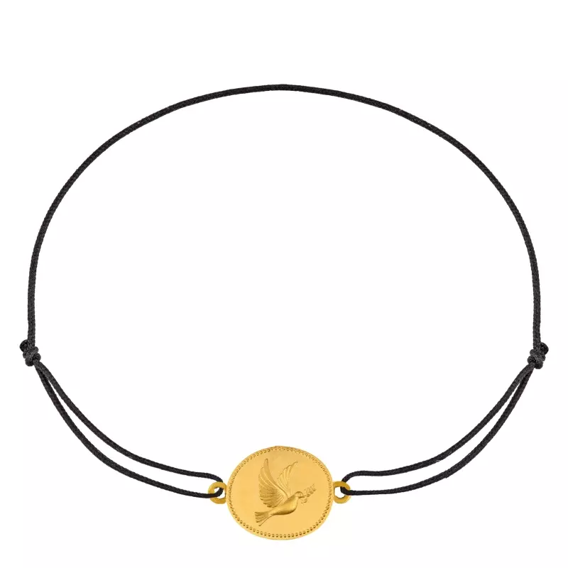 Médaille de baptême - Bracelet cordon • Galet Colombe